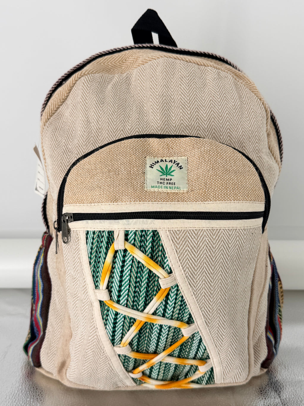 Heart-Panel Herringbone Backpack