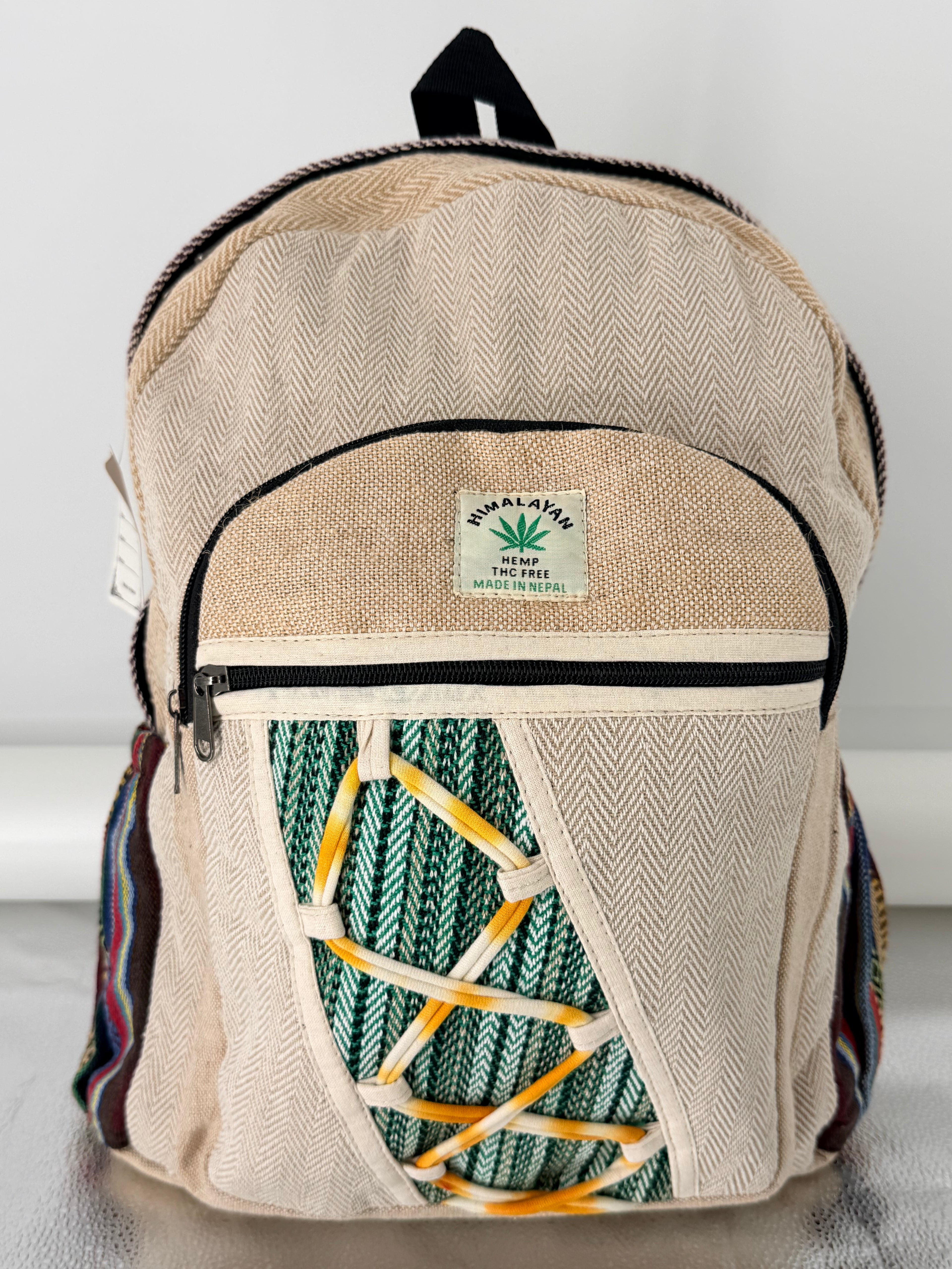 Heart-Panel Herringbone Backpack