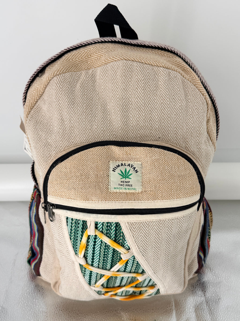 Heart-Panel Herringbone Backpack