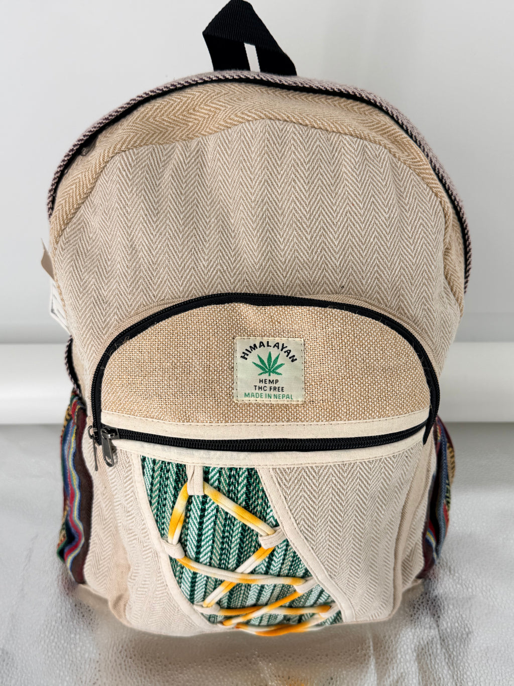 Heart-Panel Herringbone Backpack