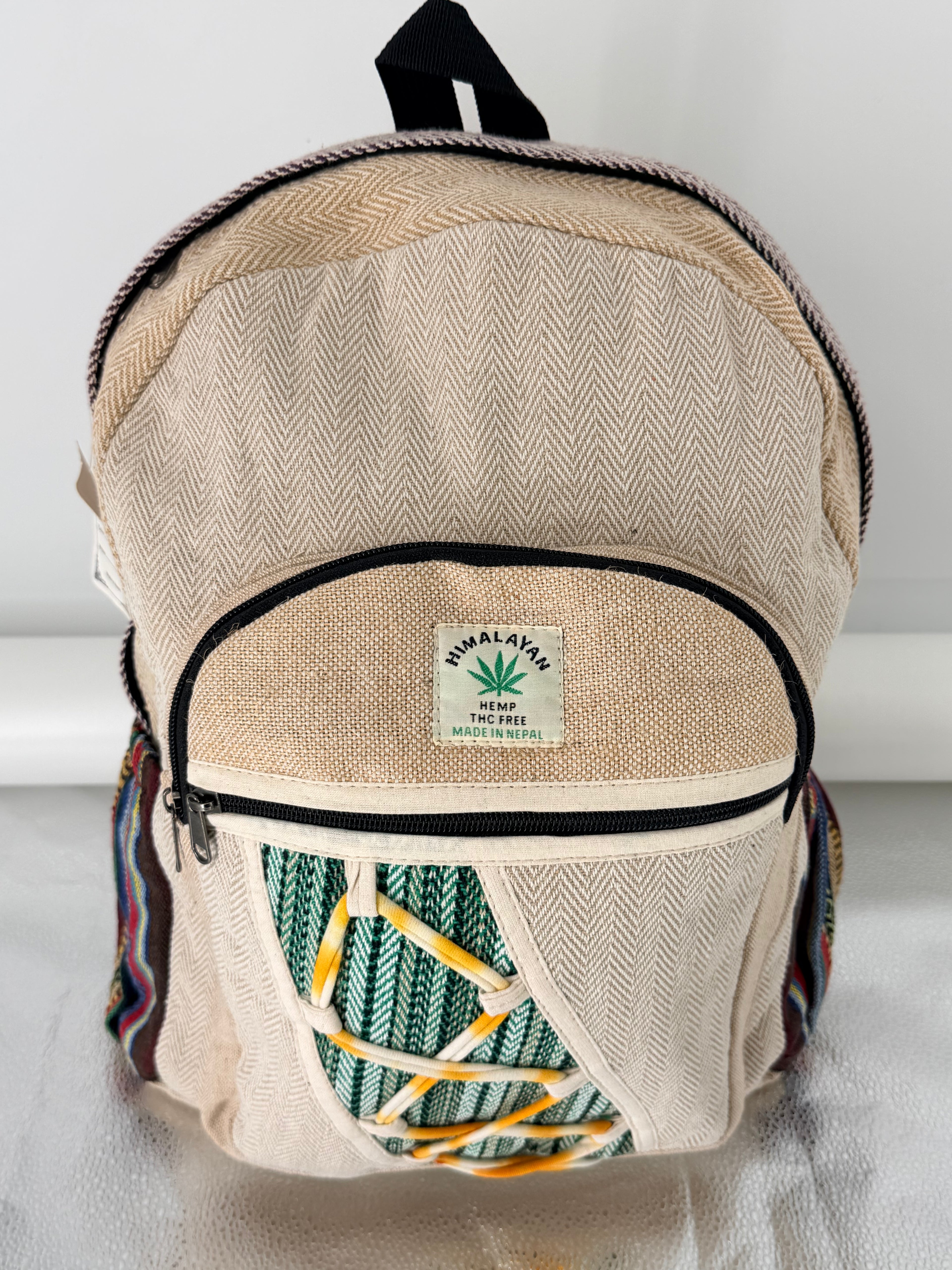 Heart-Panel Herringbone Backpack