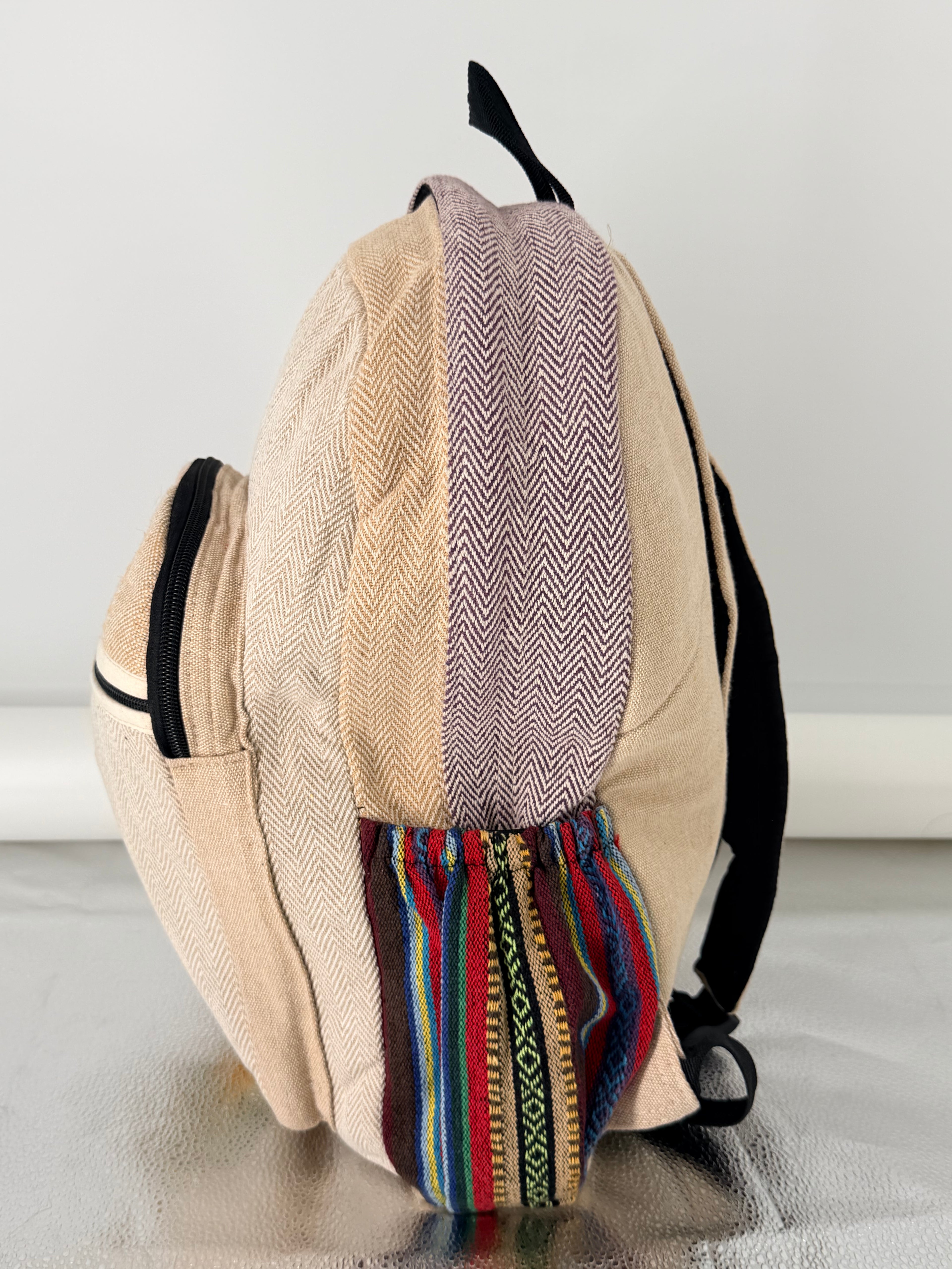 Heart-Panel Herringbone Backpack