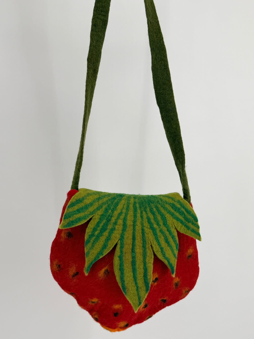 Felt Strawberry Crossbody Bag