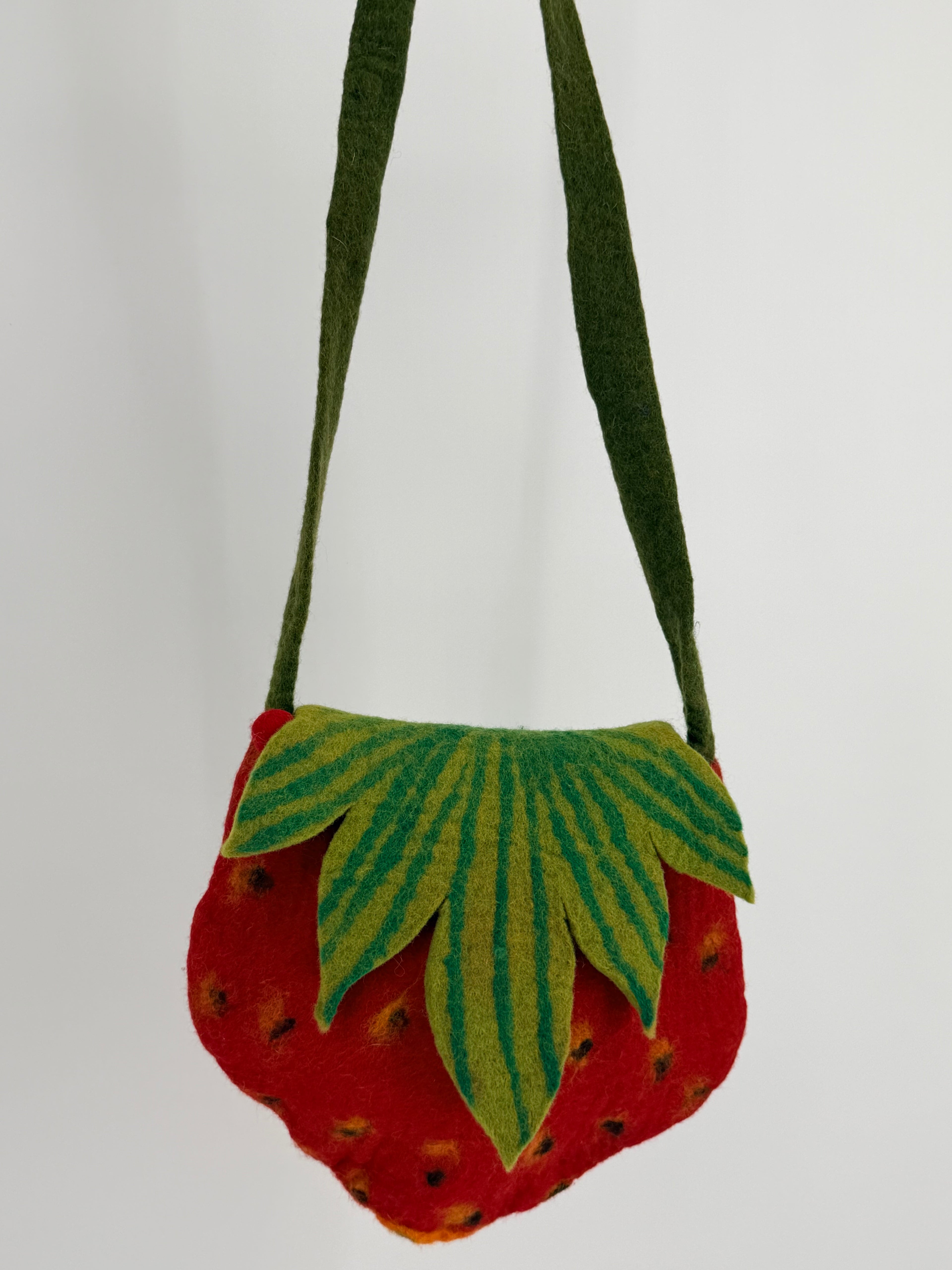 Felt Strawberry Crossbody Bag