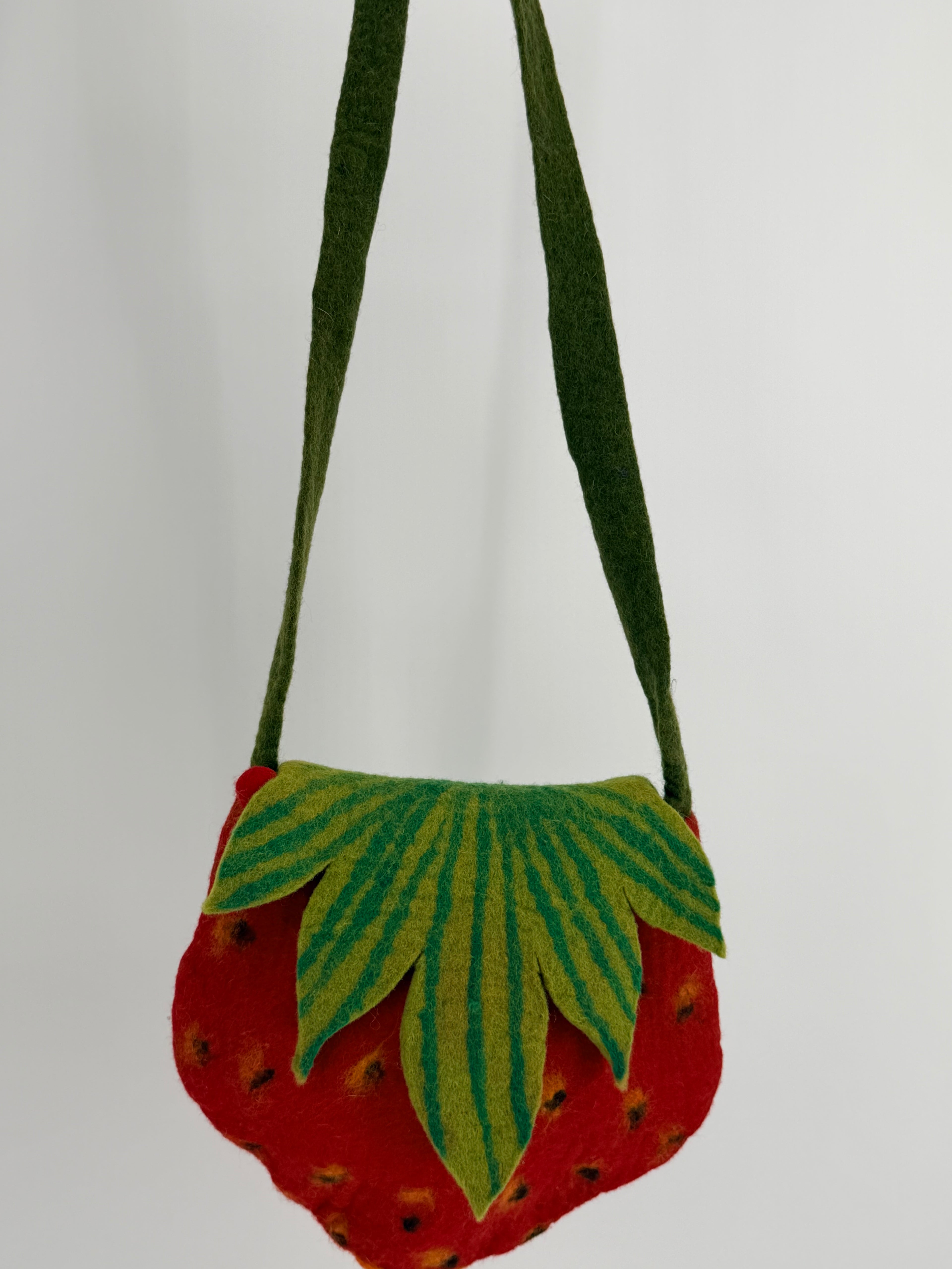Felt Strawberry Crossbody Bag
