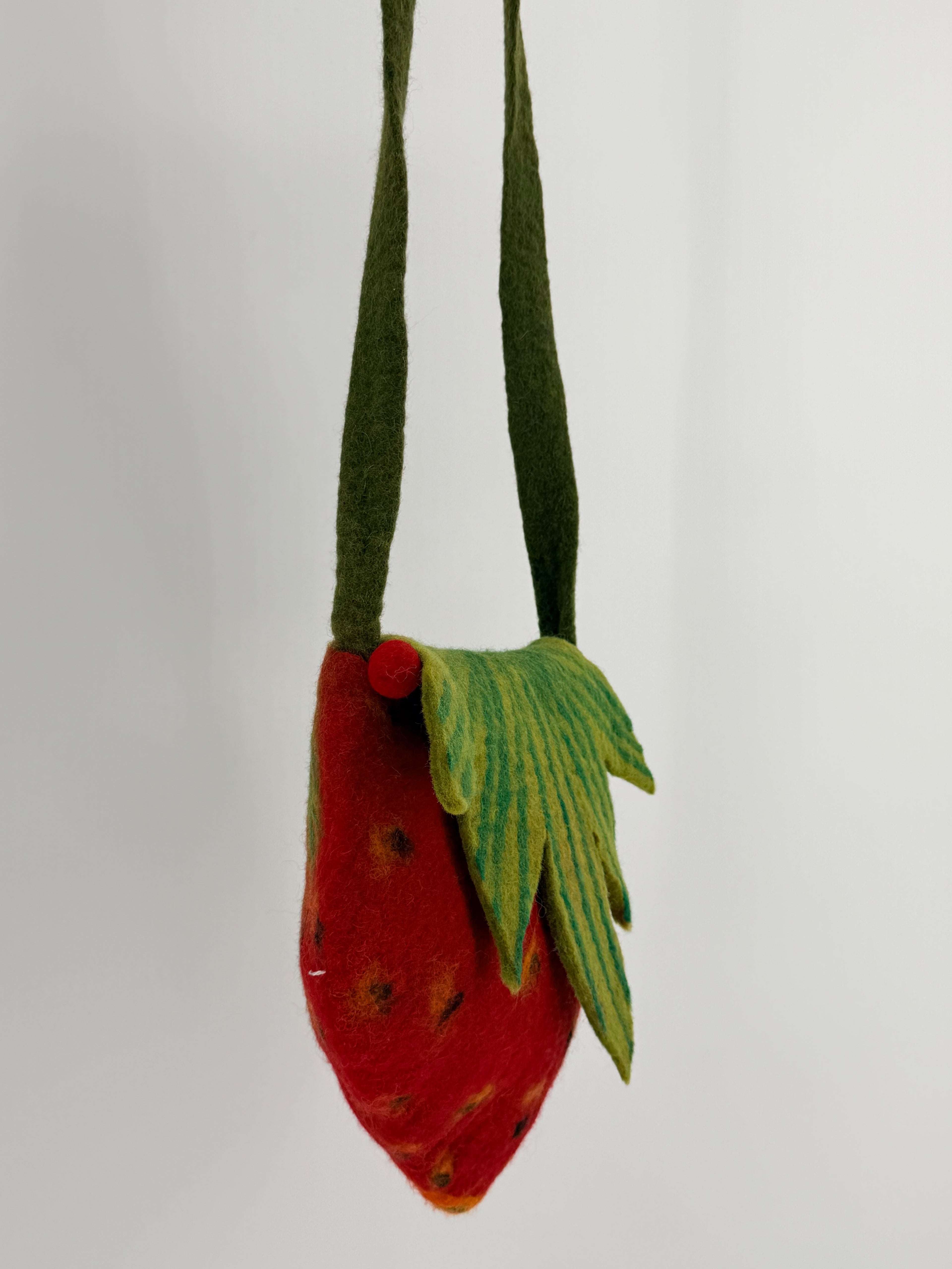 Felt Strawberry Crossbody Bag
