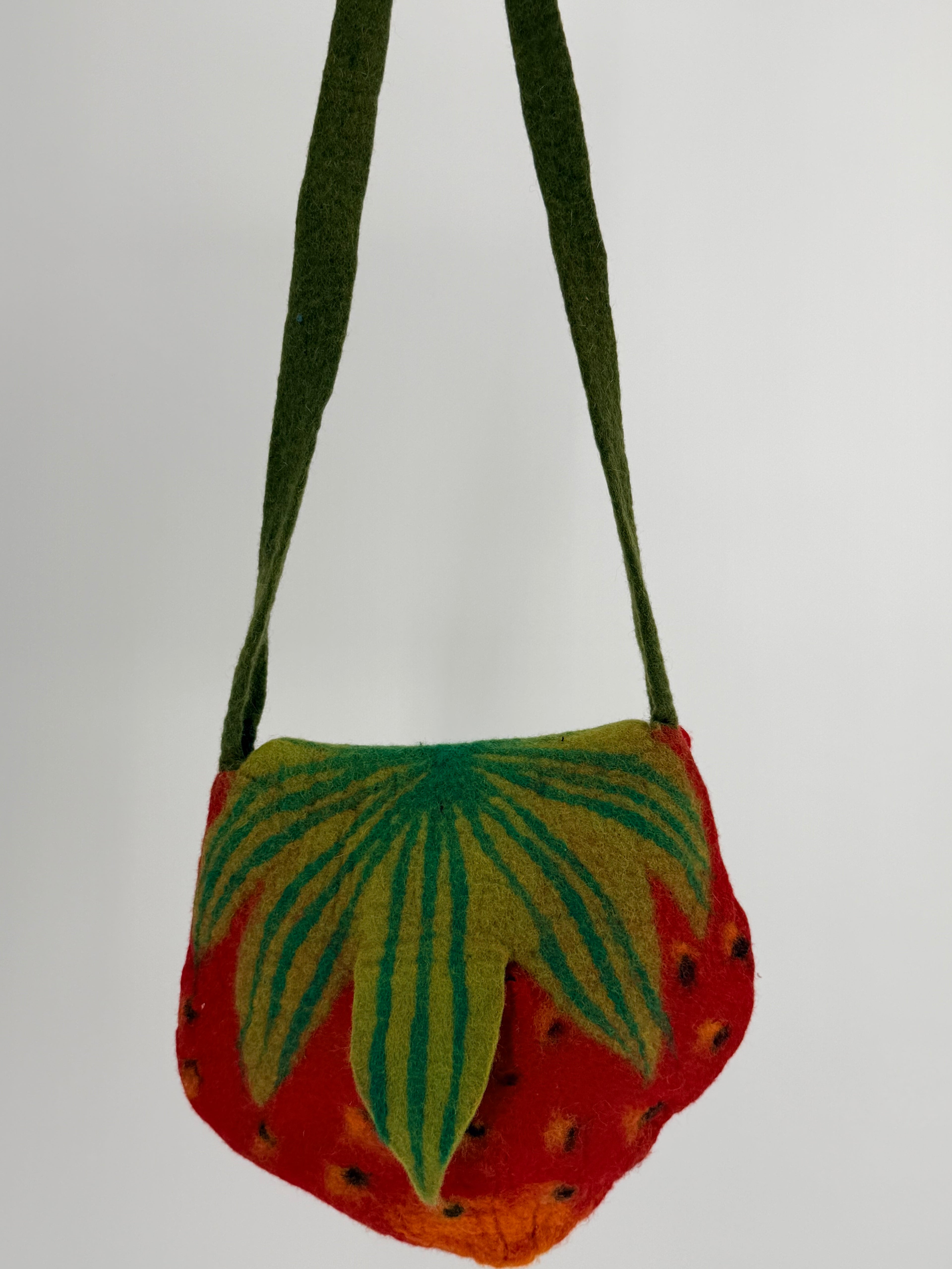 Felt Strawberry Crossbody Bag