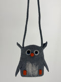Felt Owl Crossbody Bag - Gray