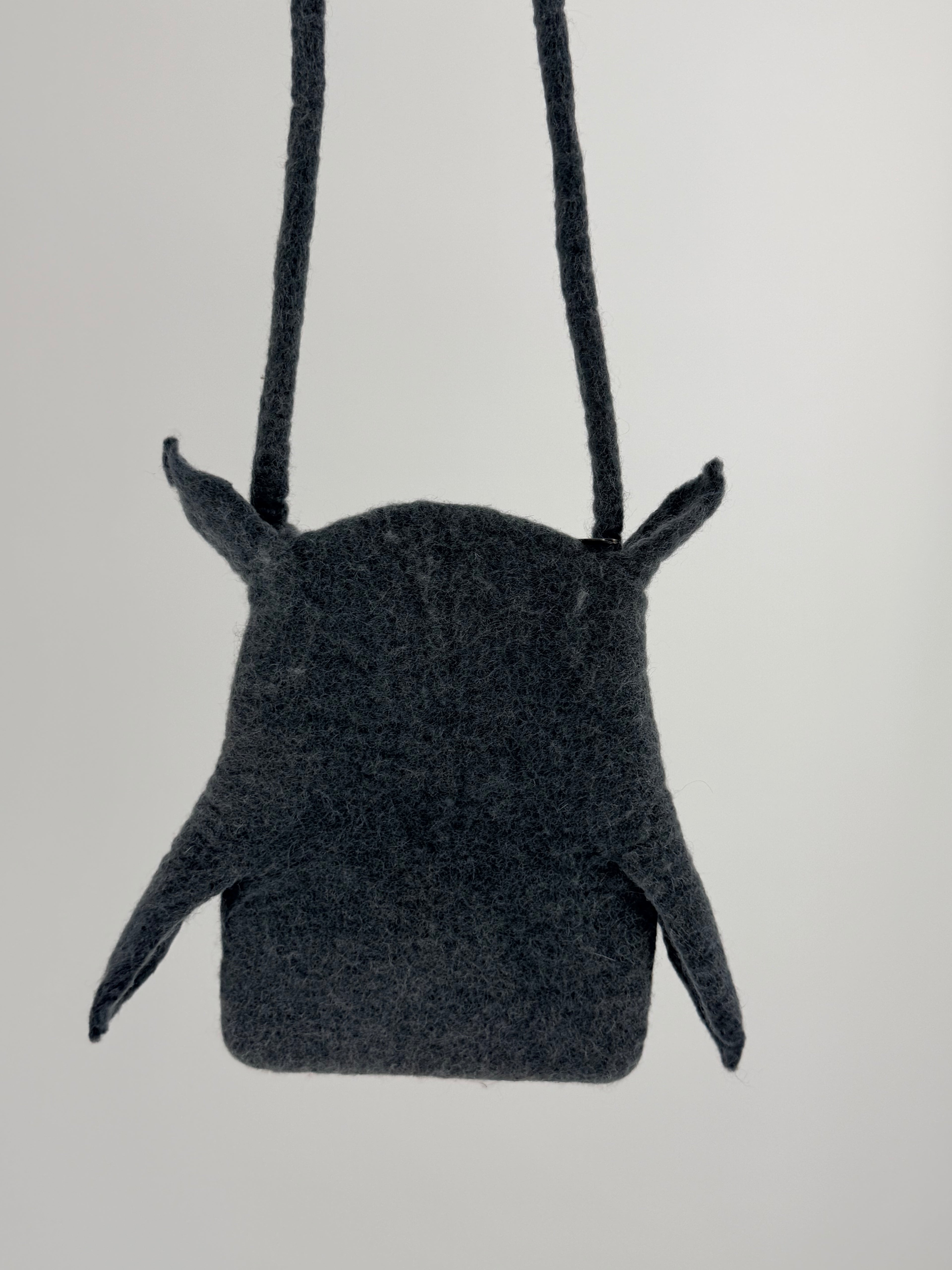 Felt Owl Crossbody Bag - Gray