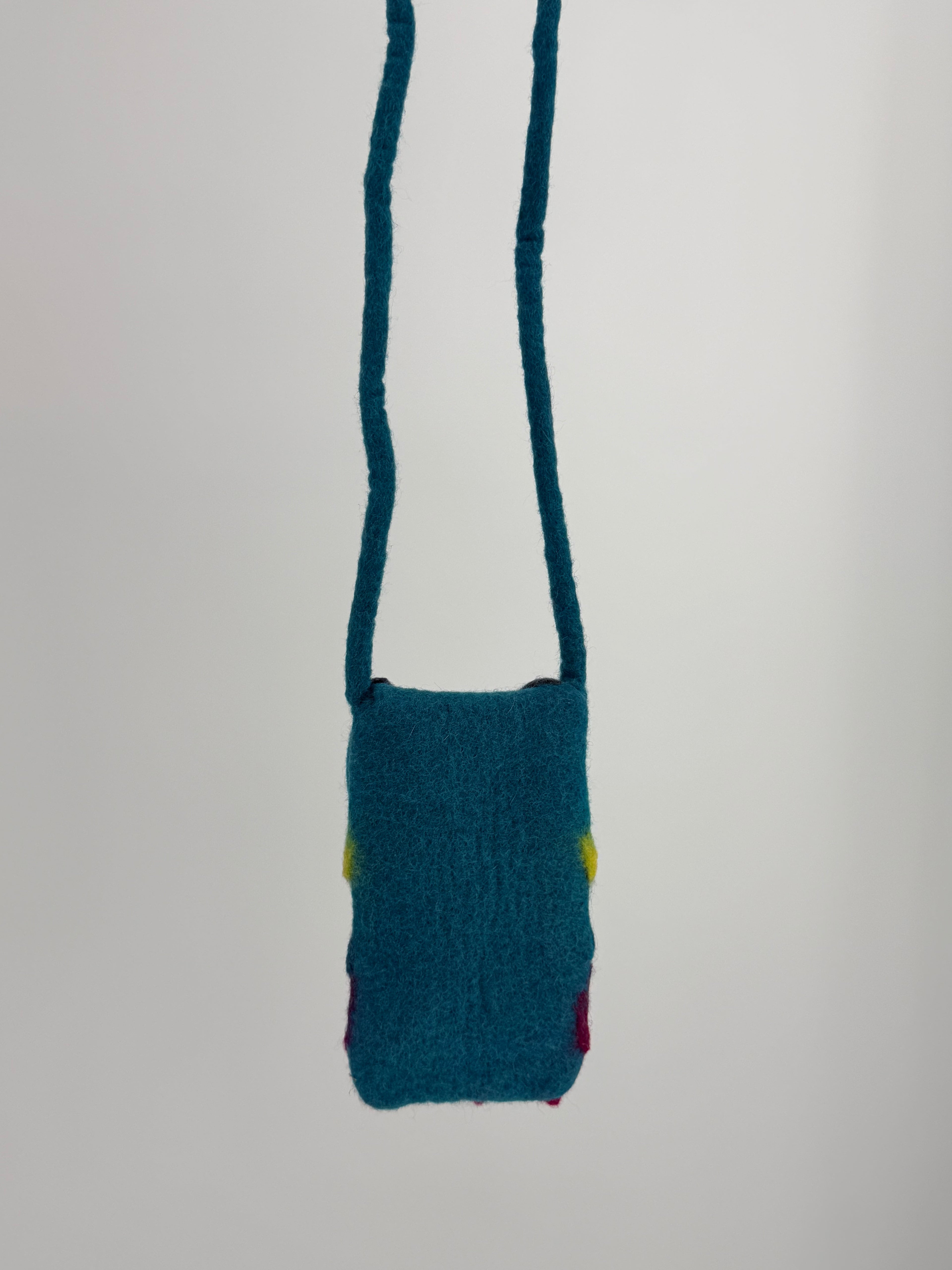Felt Owl Crossbody Bag - Teal Rainbow