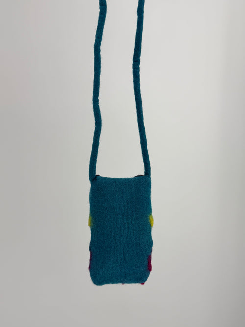 Felt Owl Crossbody Bag - Teal Rainbow