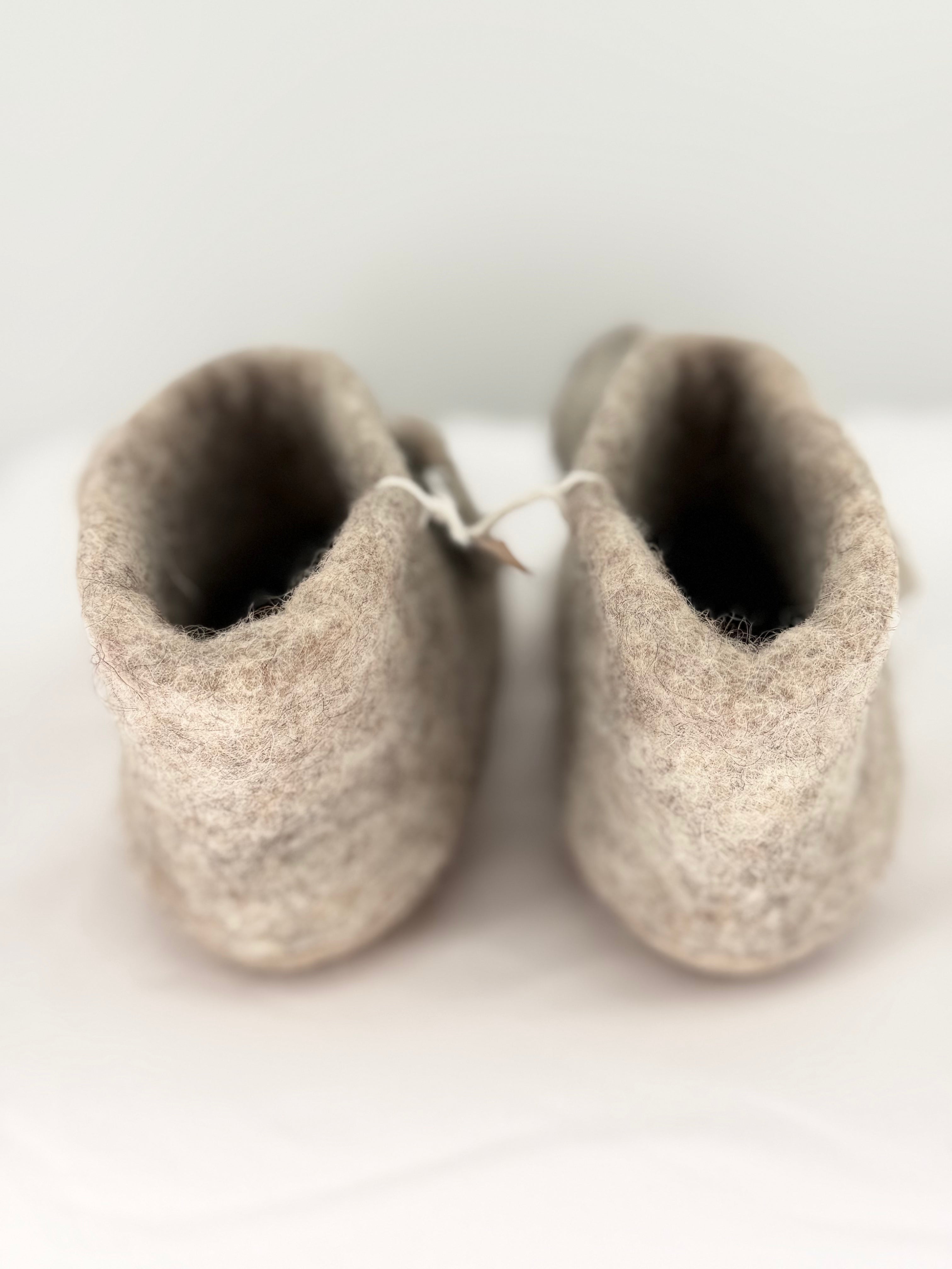 Gray Mouse Felt Slipper Boots