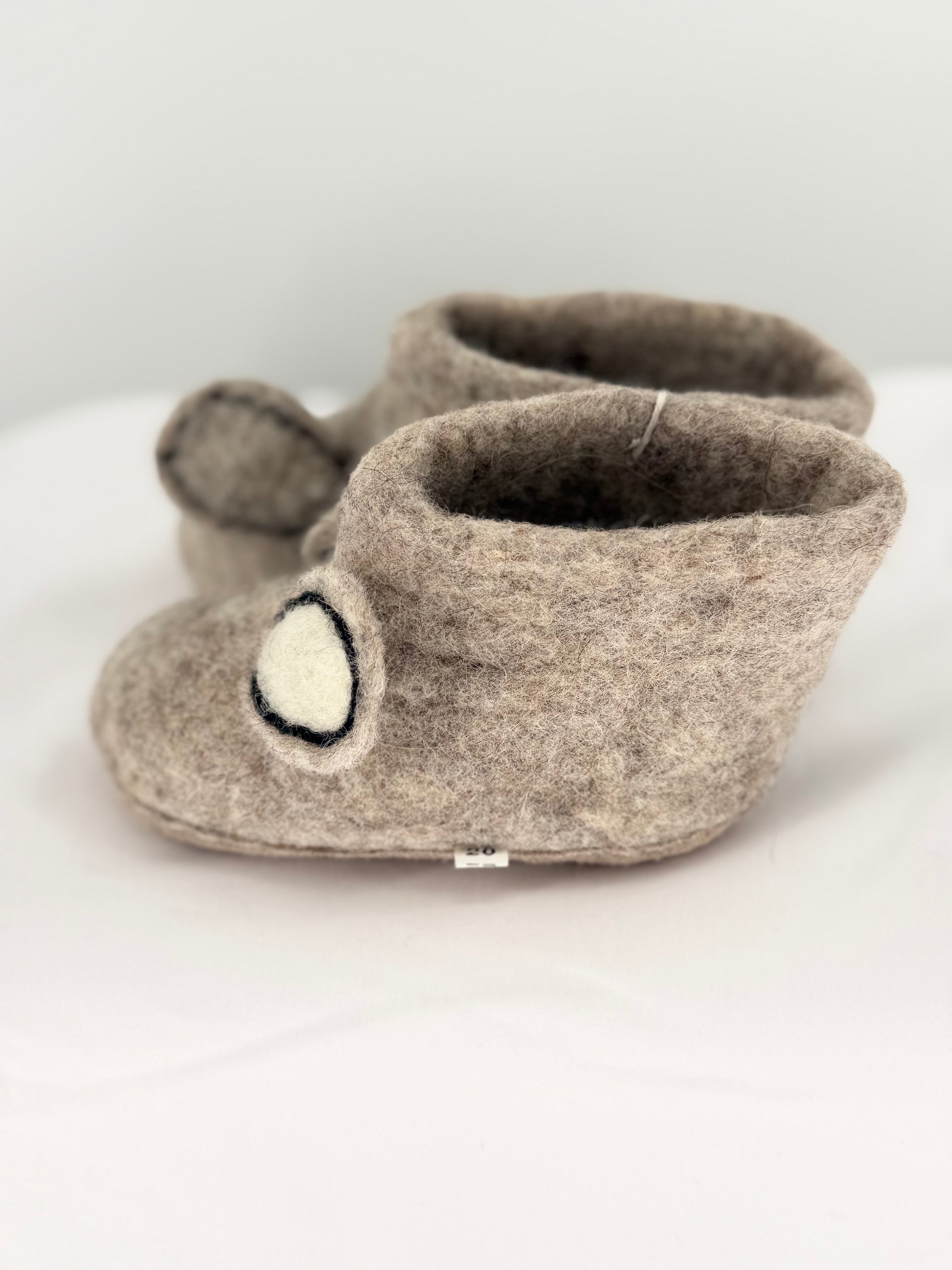 Gray Mouse Felt Slipper Boots