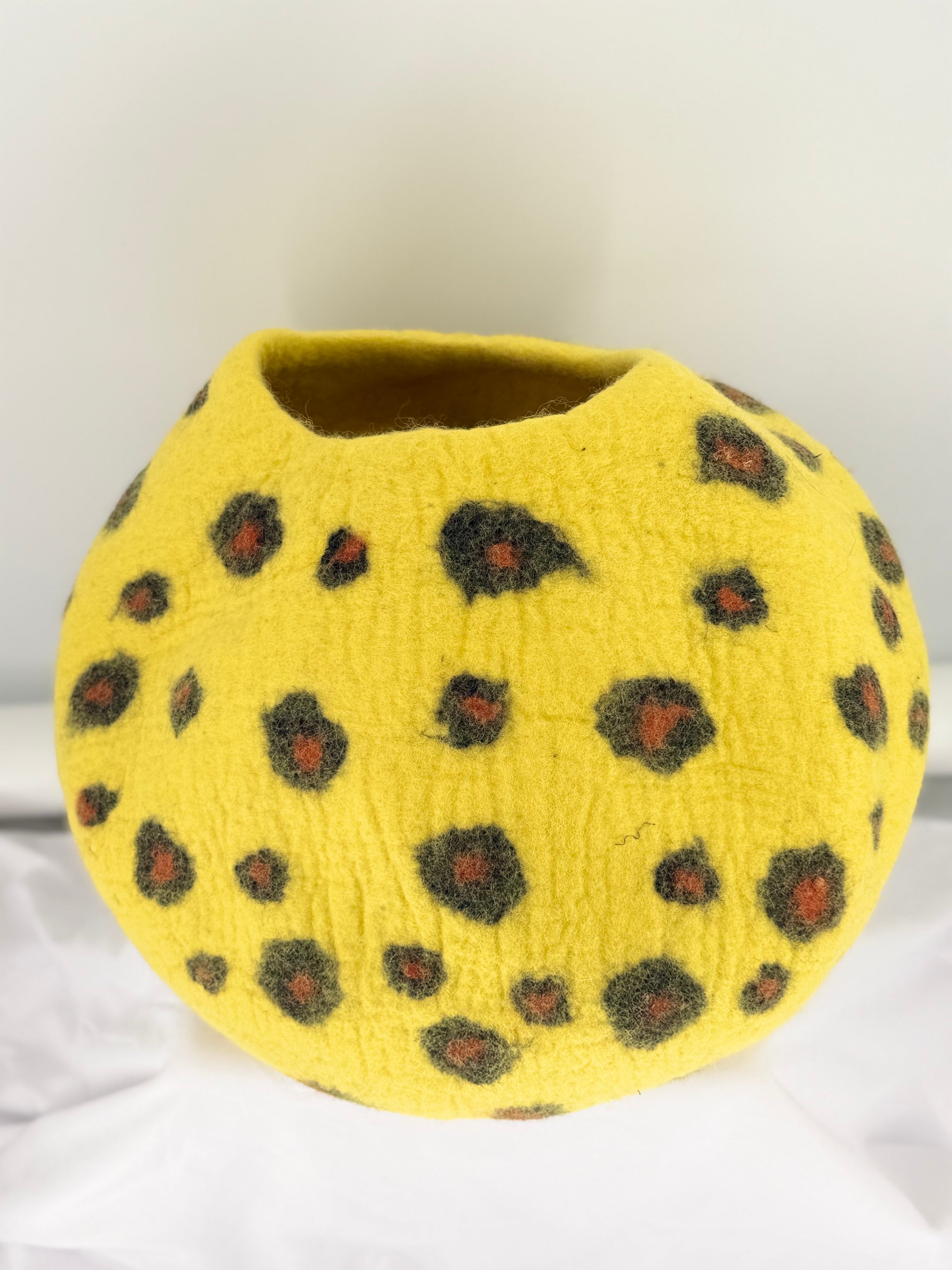 Yellow Leopard Print Felt Cat Cave