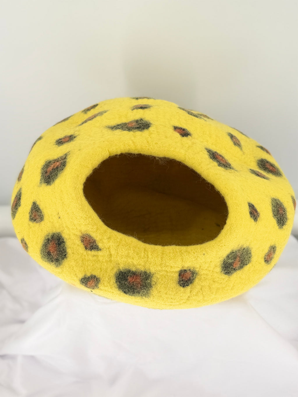 Yellow Leopard Print Felt Cat Cave
