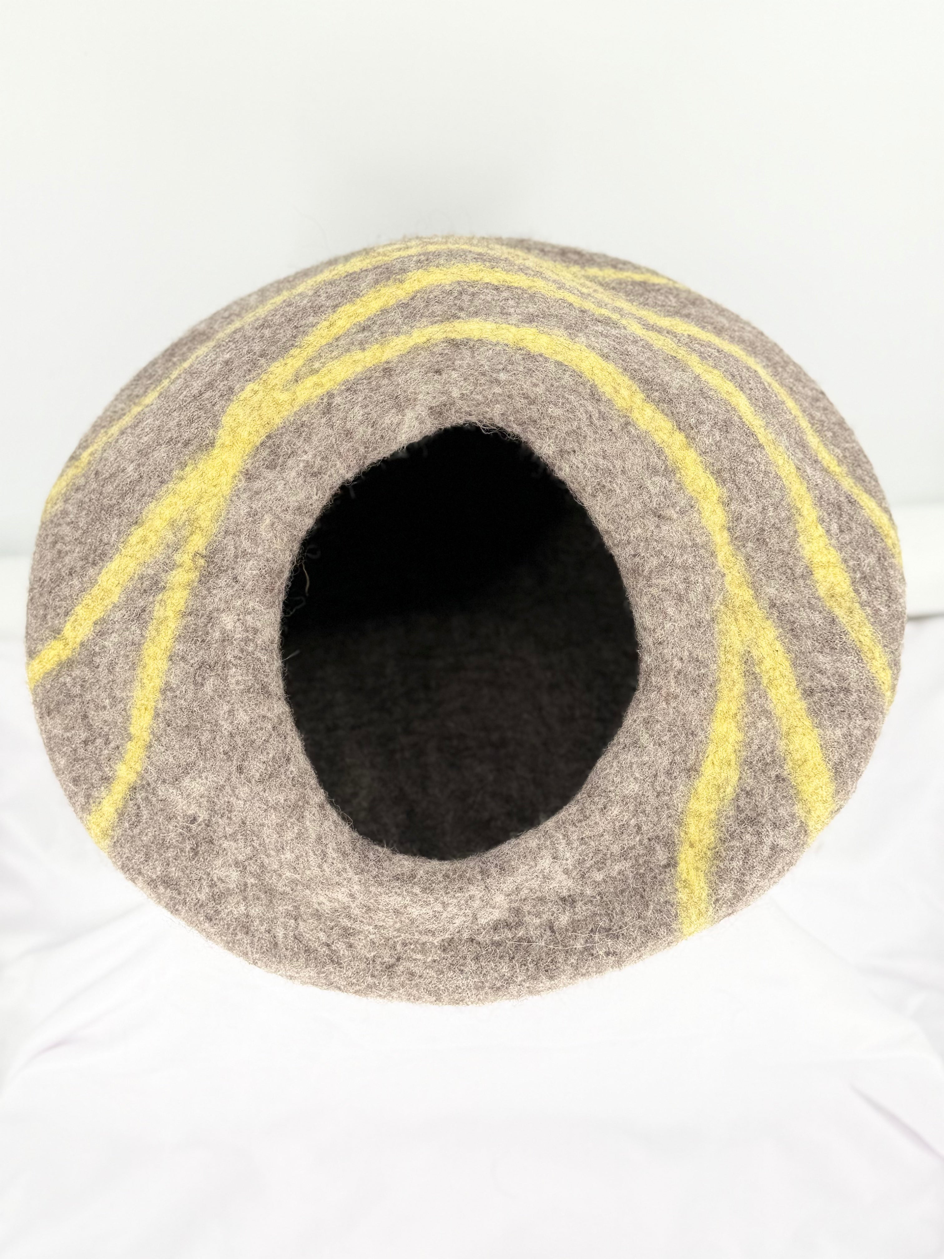 Gray & Yellow Stripe Felt Cat Cave
