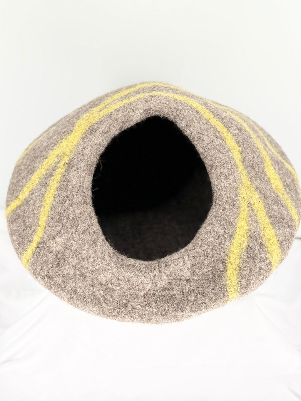 Gray & Yellow Stripe Felt Cat Cave