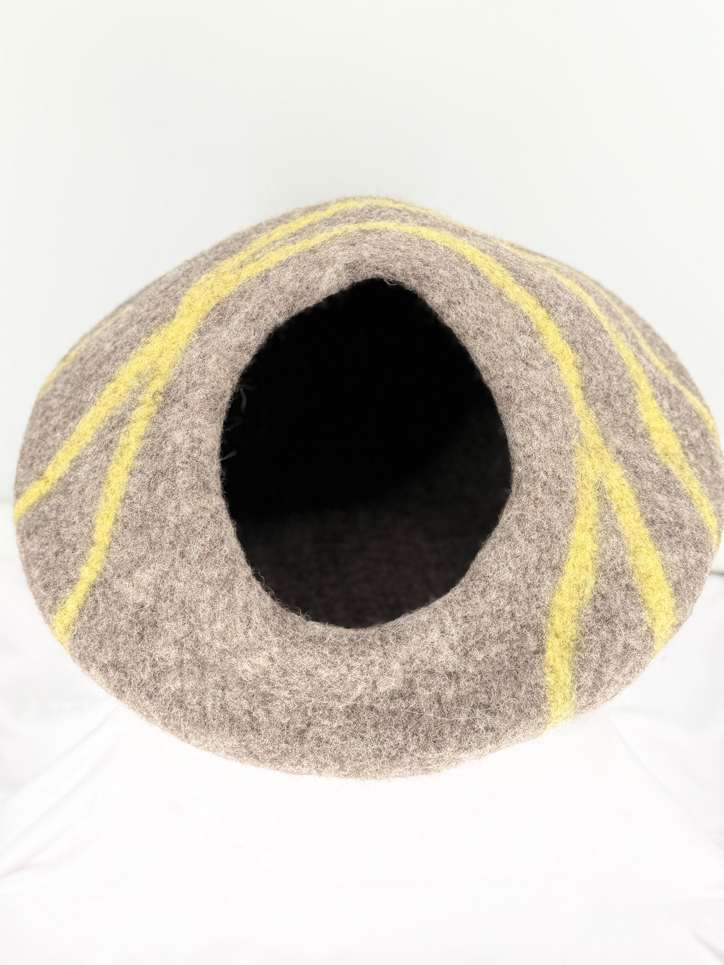Gray & Yellow Stripe Felt Cat Cave