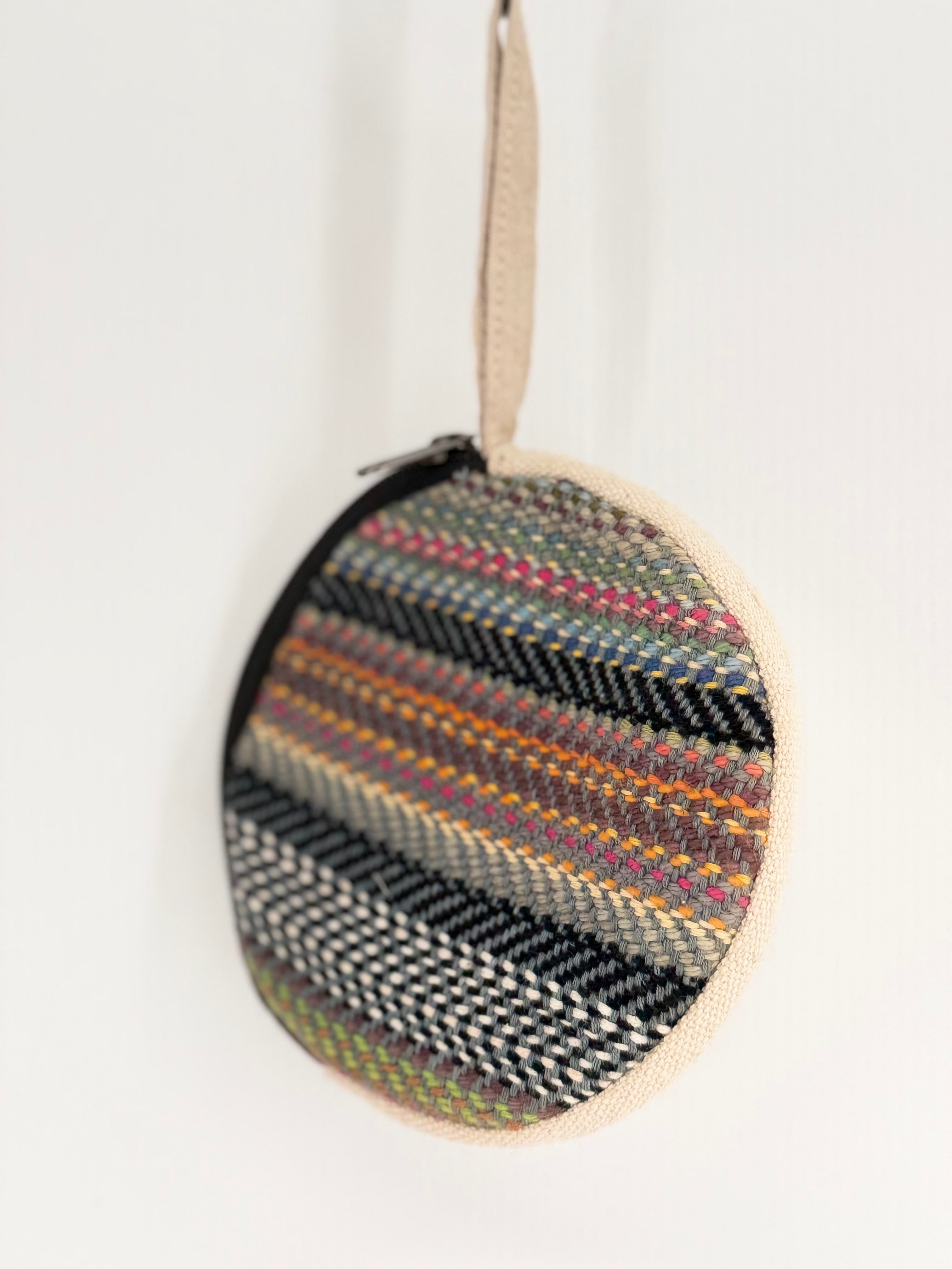 Round Color-Block Coin Purse - Burgundy & Yellow