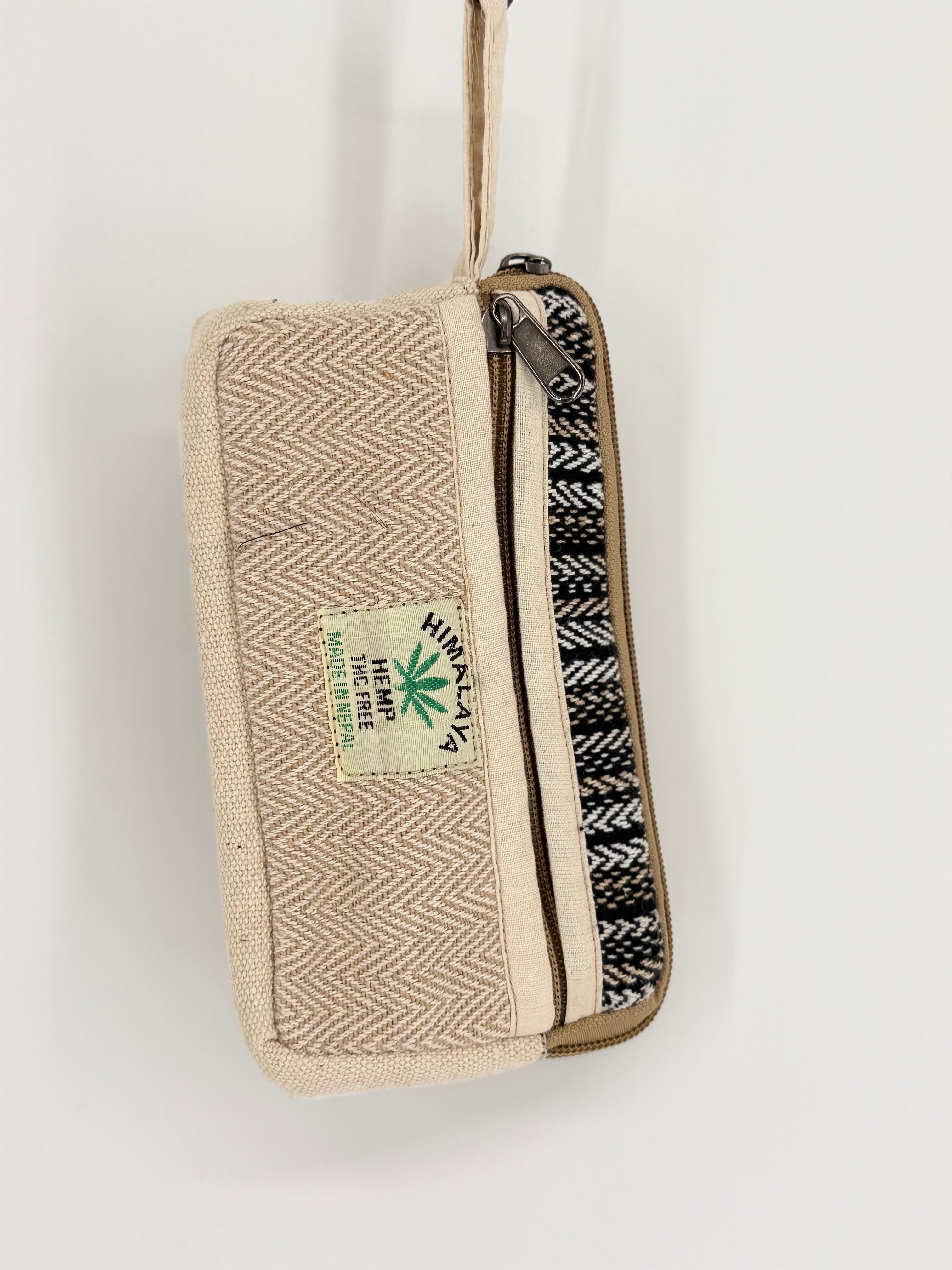Hemp Herringbone Mini Coin Purse - Teal