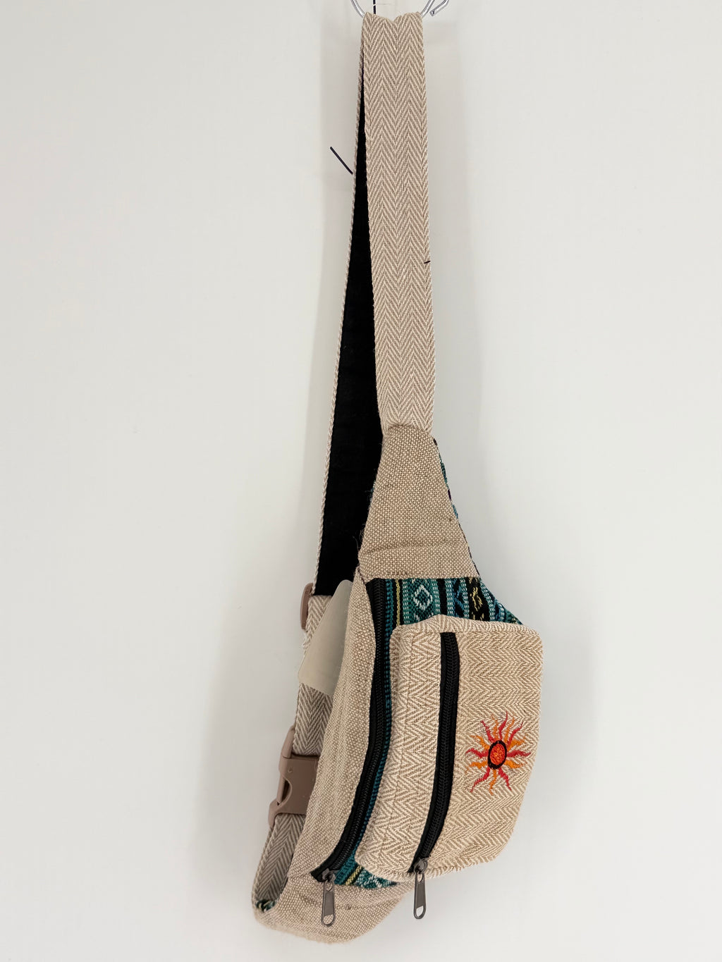 Sun Embroidered Hemp Fanny Pack