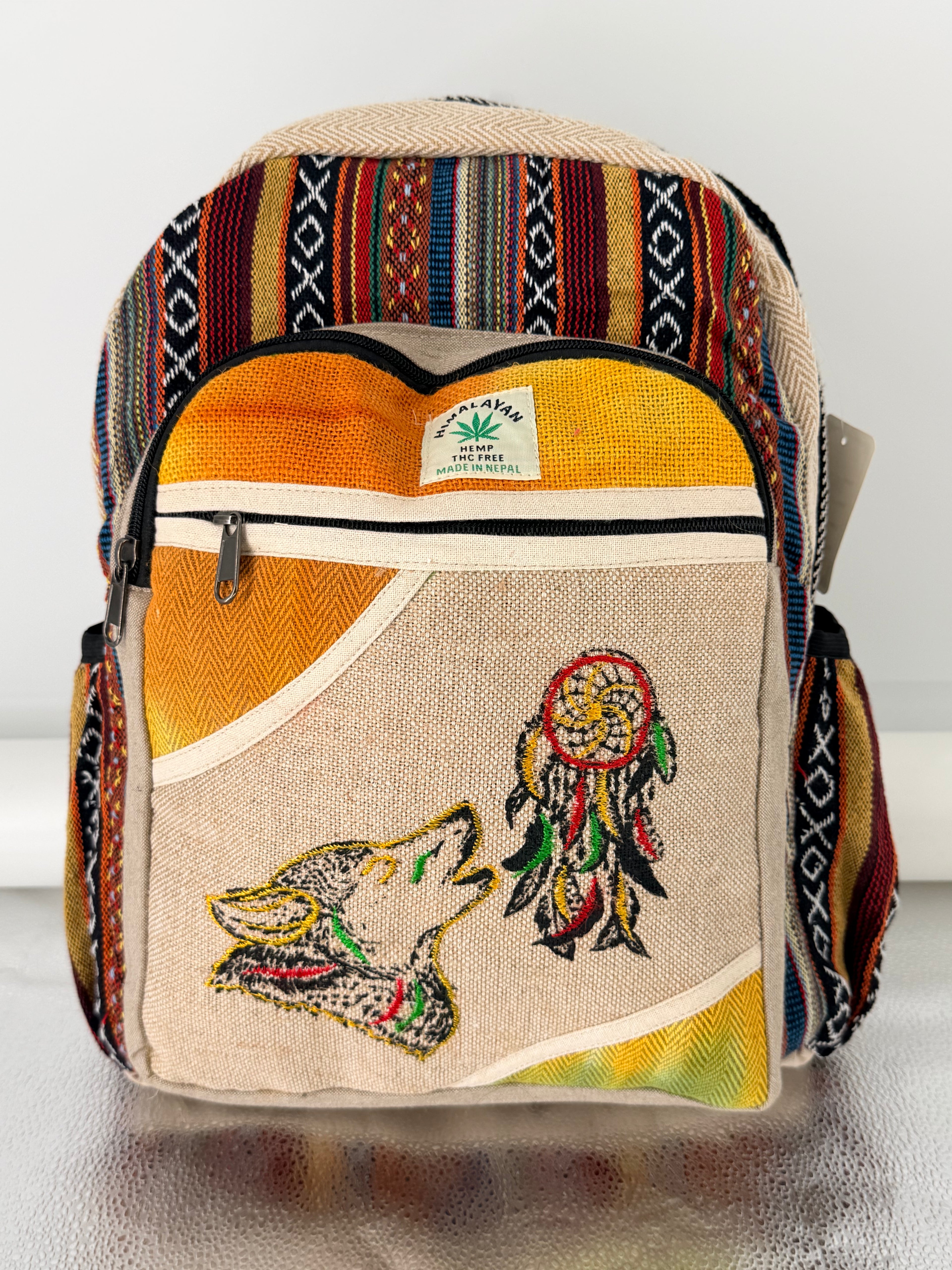 Wolf & Dreamcatcher Embroidered Backpack